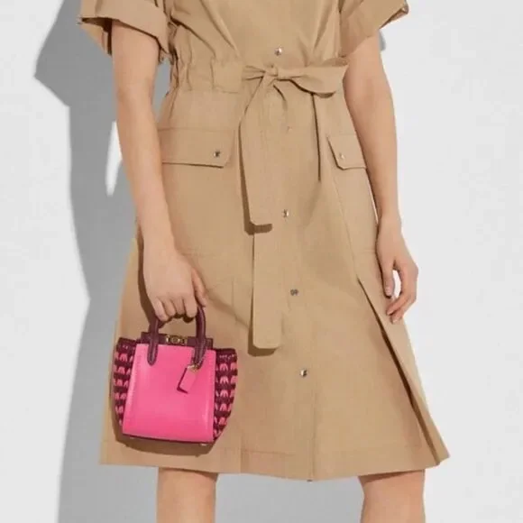 Coach Mini 619 Confetti Pink Troupe Tote 16 With Weaving Purse Handbag Crossbody - Picture 13 of 15